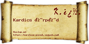 Kardics Árpád névjegykártya