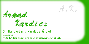 arpad kardics business card